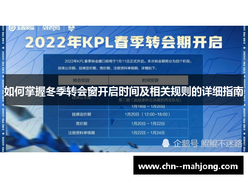 如何掌握冬季转会窗开启时间及相关规则的详细指南